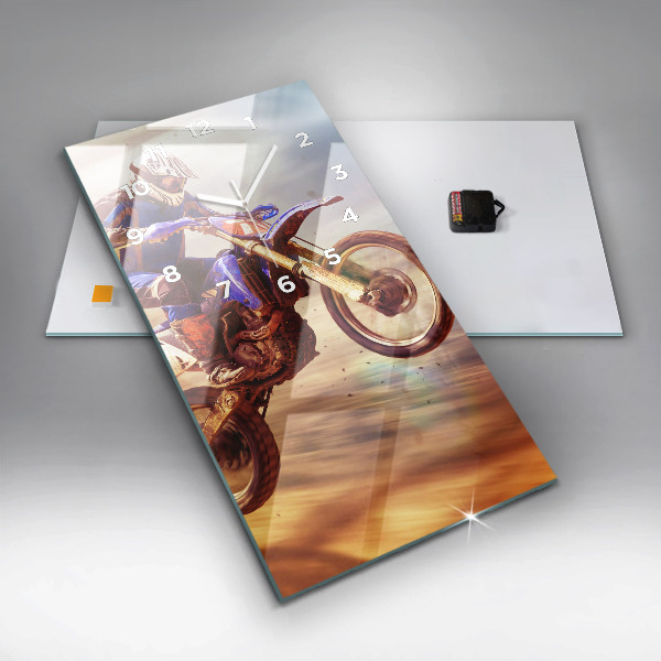 Zegar szklany pionowy Motocross Enduro