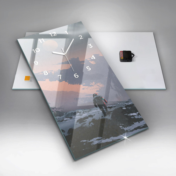 Zegar szklany pionowy Astronauci Mleczna Droga