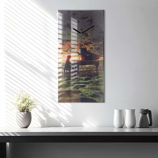 Zegar szklany pionowy Koncert na plaży