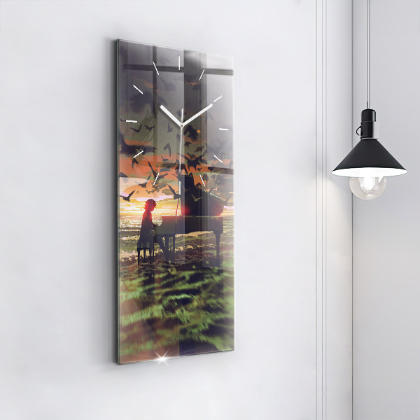 Zegar szklany pionowy Koncert na plaży