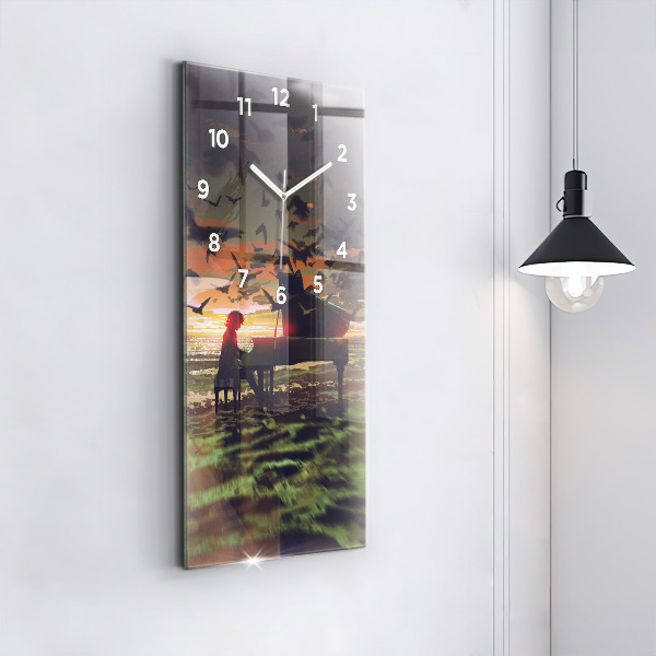 Zegar szklany pionowy Koncert na plaży