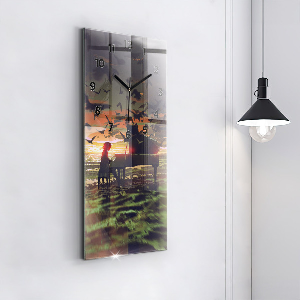 Zegar szklany pionowy Koncert na plaży