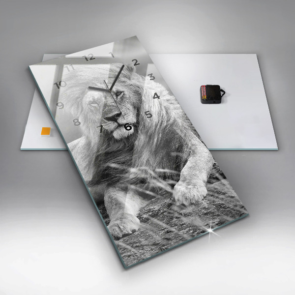 Zegar szklany pionowy Abstrakcja - Lew