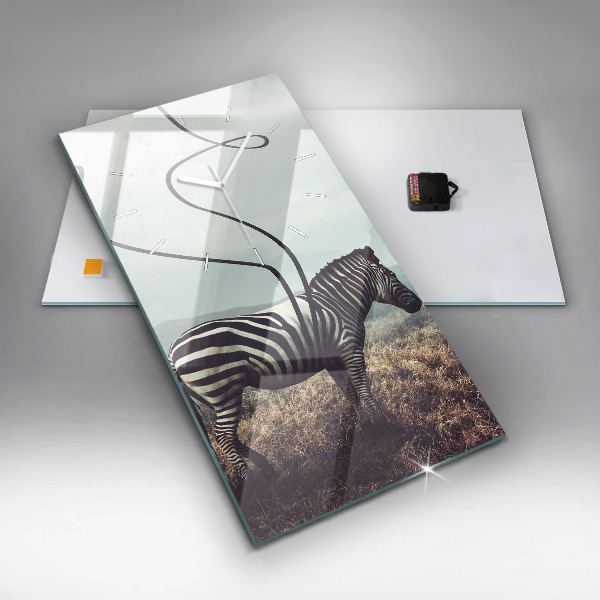 Zegar szklany pionowy Zebra – Abstrakcja