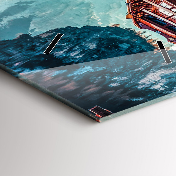 Zegar szklany pionowy Pomost i Jezioro