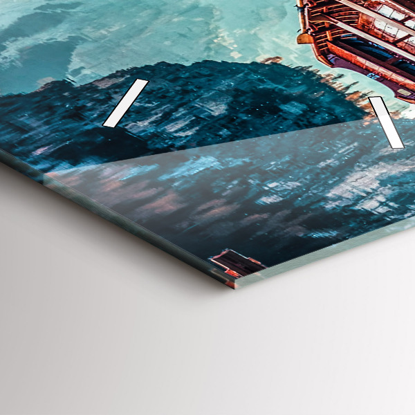 Zegar szklany pionowy Pomost i Jezioro