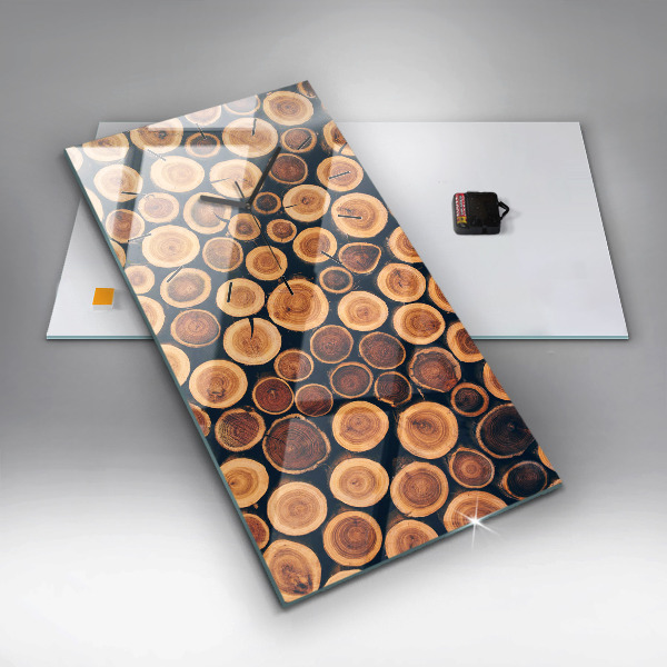 Zegar szklany pionowy Drewno