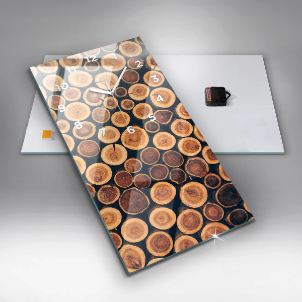 Zegar szklany pionowy Drewno