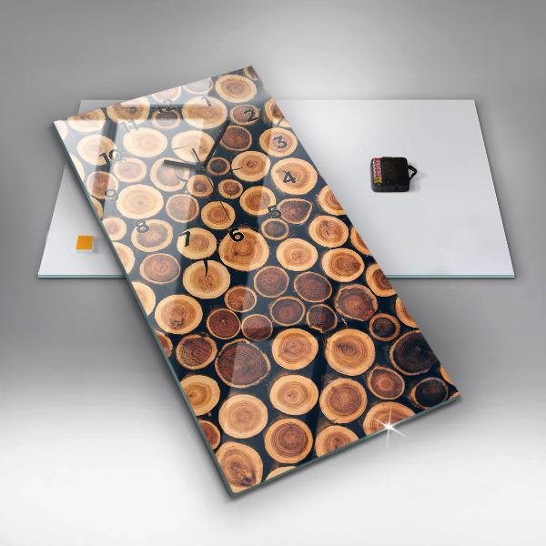 Zegar szklany pionowy Drewno