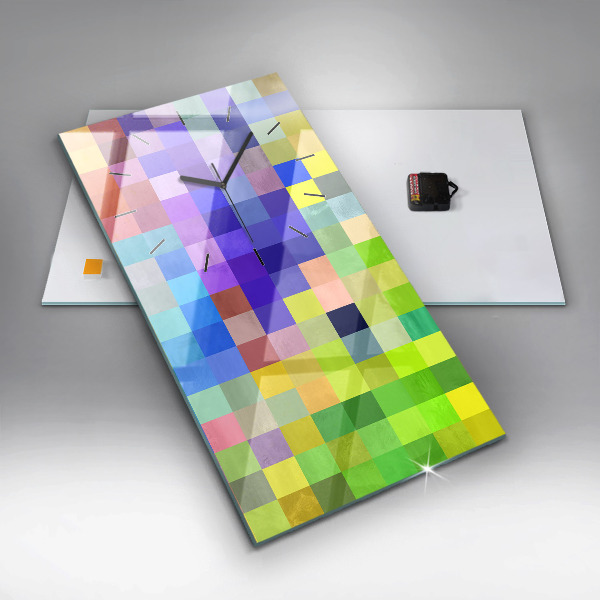 Zegar szklany pionowy Kompozycja Kwadratów