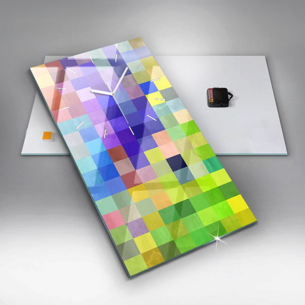 Zegar szklany pionowy Kompozycja Kwadratów