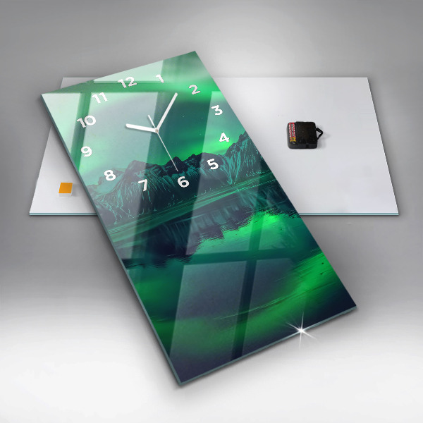 Zegar szklany pionowy Zorza Polarna