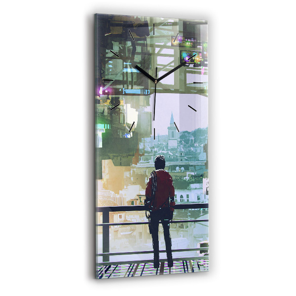 Zegar szklany pionowy Cyber Punk