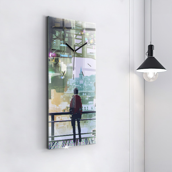 Zegar szklany pionowy Cyber Punk