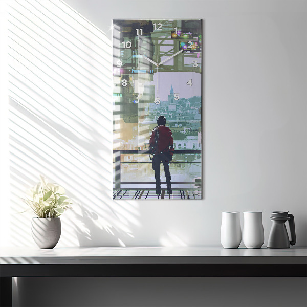 Zegar szklany pionowy Cyber Punk