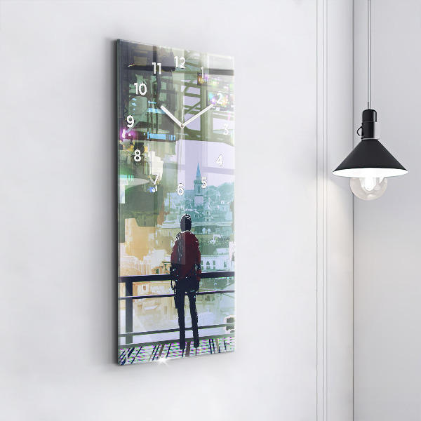 Zegar szklany pionowy Cyber Punk