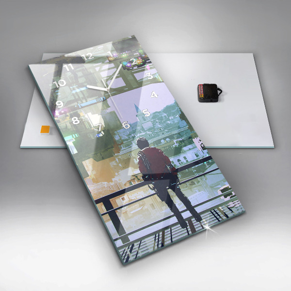 Zegar szklany pionowy Cyber Punk