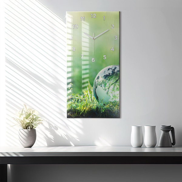 Zegar szklany pionowy Kula Ziemska