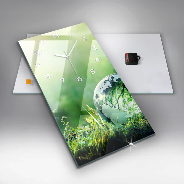 Zegar szklany pionowy Kula Ziemska