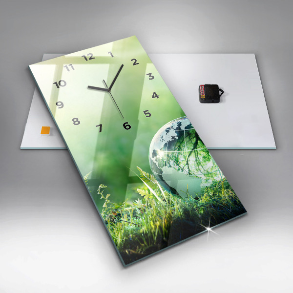 Zegar szklany pionowy Kula Ziemska