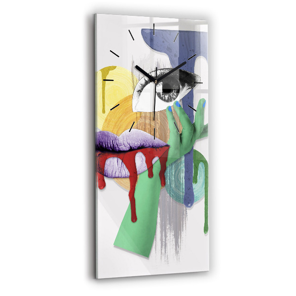Zegar szklany pionowy Surrealistyczny kolaż