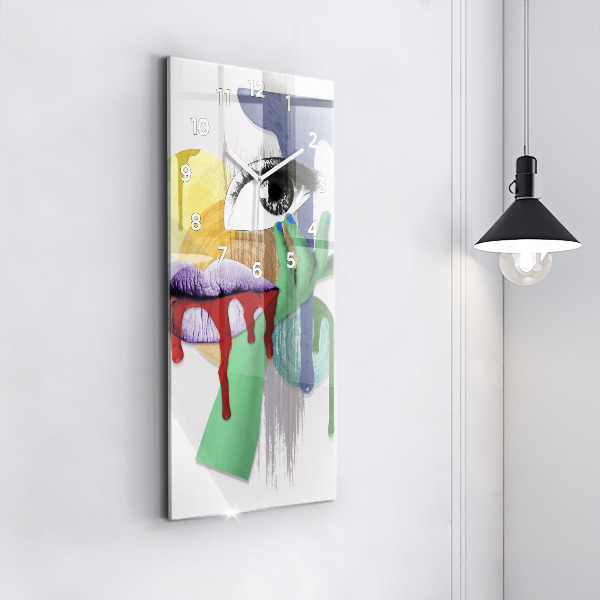 Zegar szklany pionowy Surrealistyczny kolaż