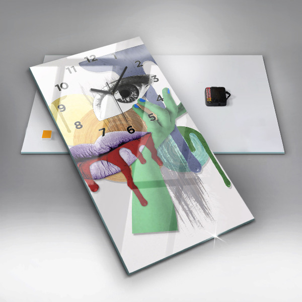 Zegar szklany pionowy Surrealistyczny kolaż