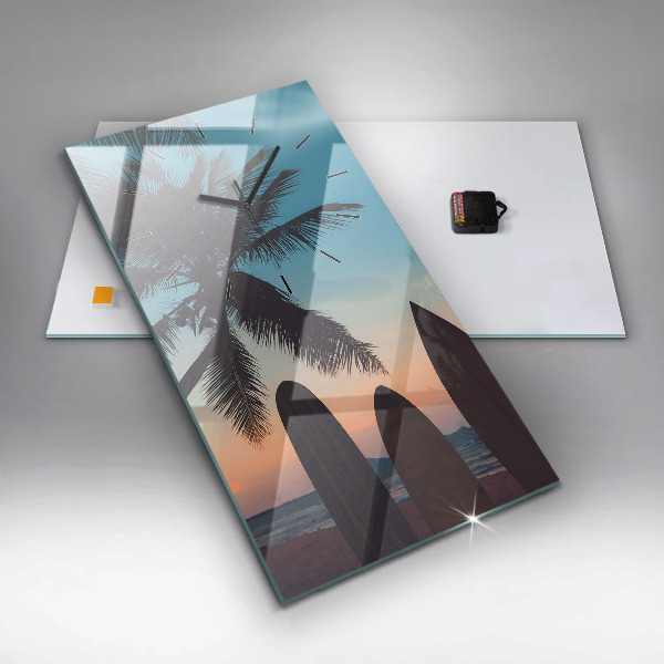 Zegar szklany pionowy Surfing na plaży