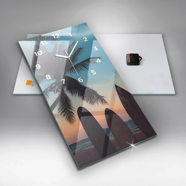 Zegar szklany pionowy Surfing na plaży