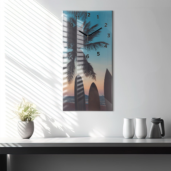 Zegar szklany pionowy Surfing na plaży