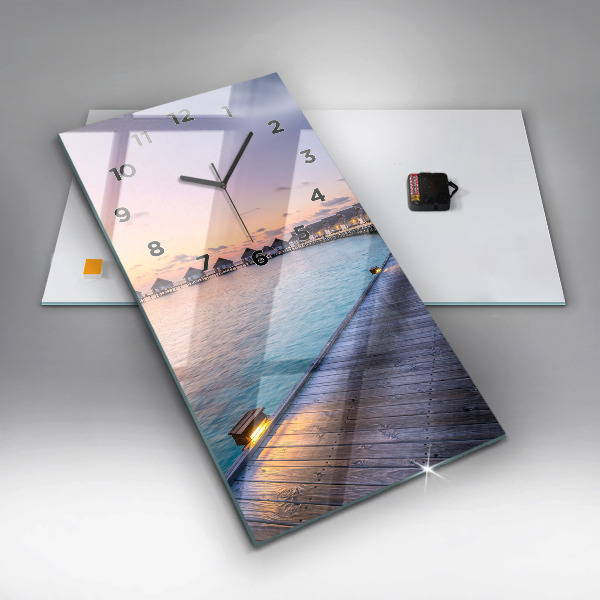 Zegar szklany pionowy Zachód słońca Malediwy