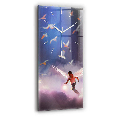 Zegar szklany pionowy Chłopiec ze skrzydłami