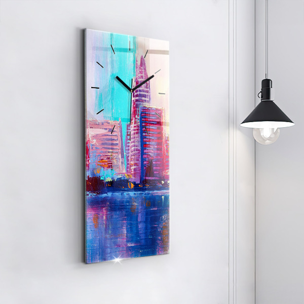 Zegar szklany pionowy Abstrakcja drapaczy chmur