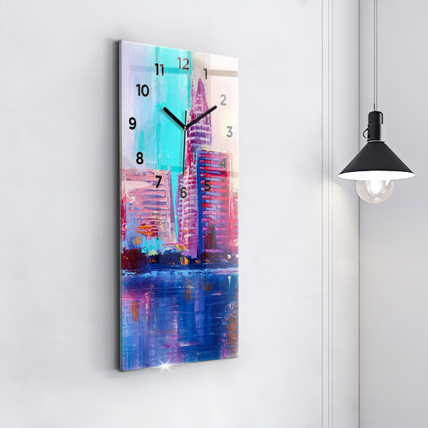 Zegar szklany pionowy Abstrakcja drapaczy chmur