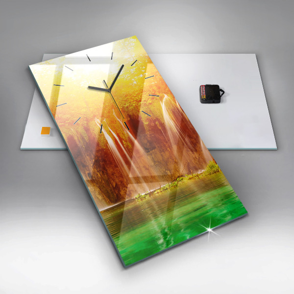 Zegar szklany pionowy Widok na wodospad