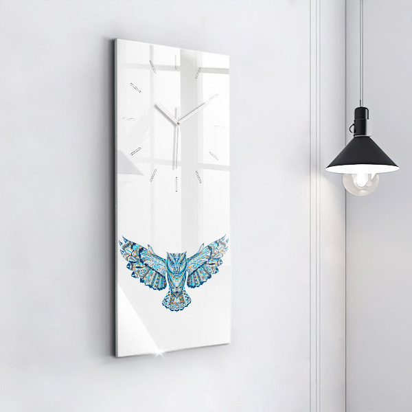 Zegar szklany pionowy Sowa w locie