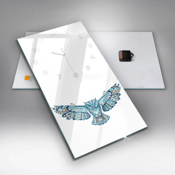 Zegar szklany pionowy Sowa w locie