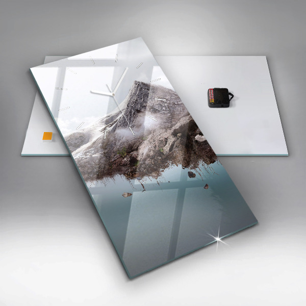 Zegar szklany pionowy Latająca wyspa i wodospad