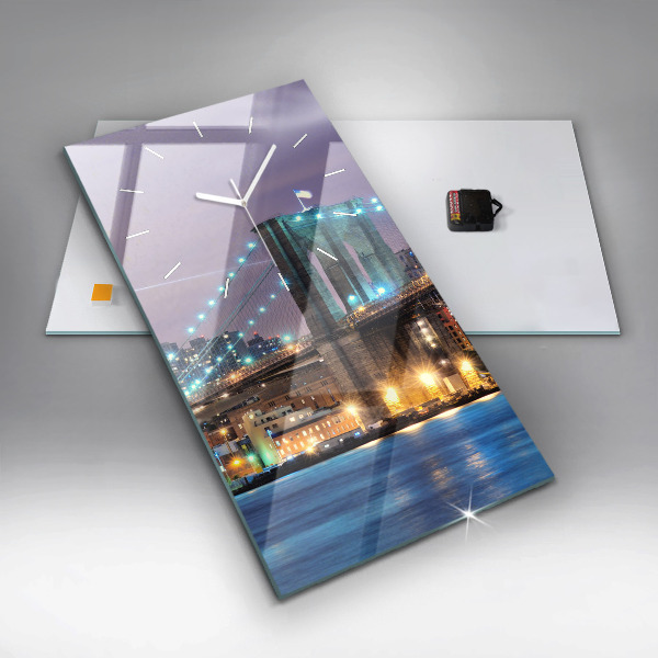 Zegar szklany pionowy Brooklyn Most i East River