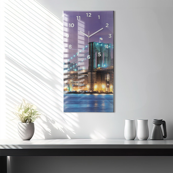 Zegar szklany pionowy Brooklyn Most i East River