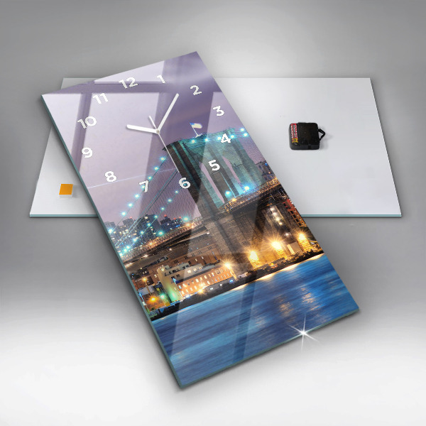 Zegar szklany pionowy Brooklyn Most i East River