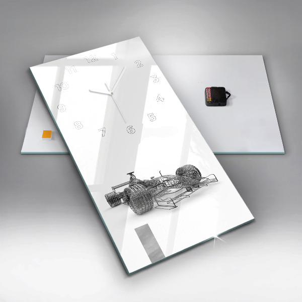 Zegar szklany pionowy konstrukcja bolidu F1