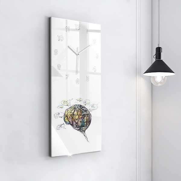 Zegar szklany pionowy Artystyczne przedstawienie mózgu