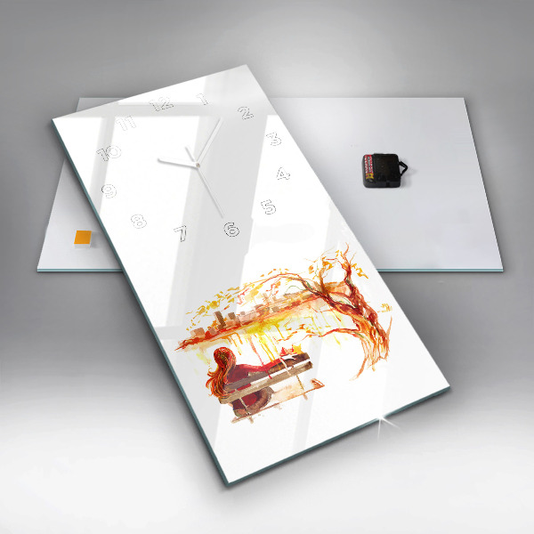 Zegar szklany pionowy Jesienny Krajobraz