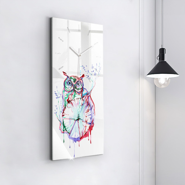 Zegar szklany pionowy Ilustracja Sowy i zegara