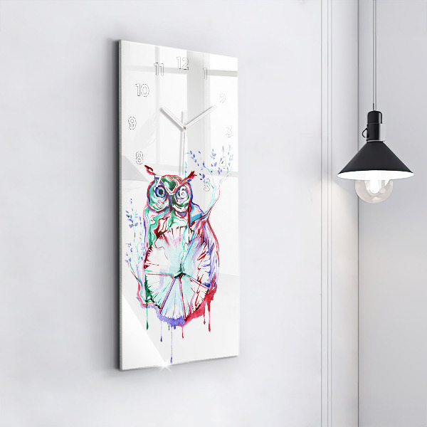 Zegar szklany pionowy Ilustracja Sowy i zegara