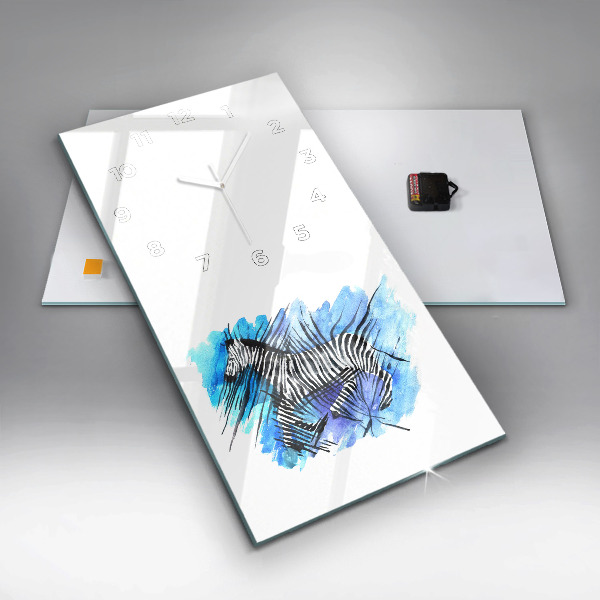 Zegar szklany pionowy Malowana zebra asymetria