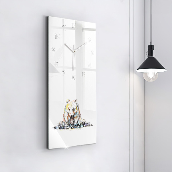 Zegar szklany pionowy Abstrakcja niedźwiedź miasto