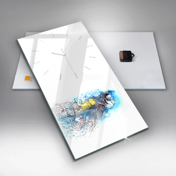 Zegar szklany pionowy Podwodne życie ryb