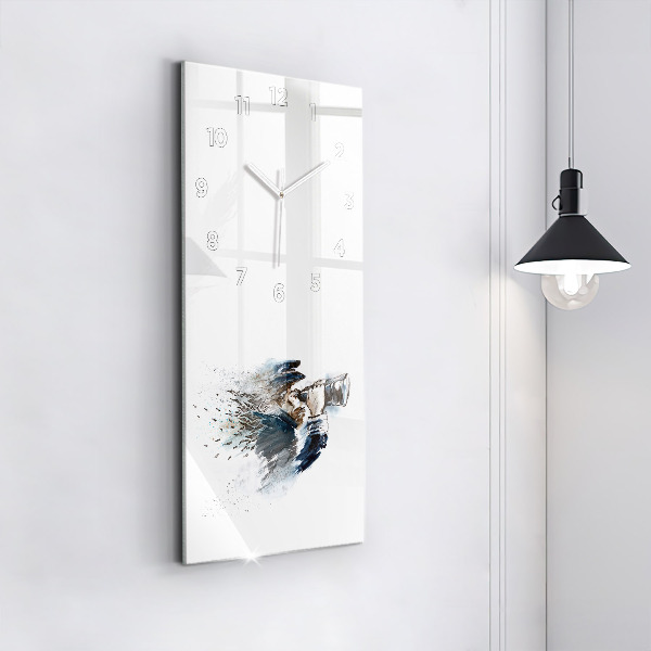 Zegar szklany pionowy Kapitan z lornetką